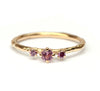 Fijne ring met roze saffier en paarse diamantjes
