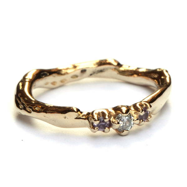 Umiko ring met diamant en roze saffieren