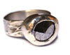 Zilveren geoxideerde ring met pyriet