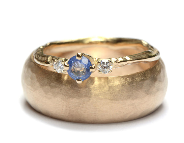Trouwringenset met saffier en diamant