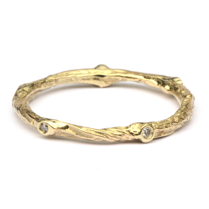 Geelgouden Twiggy ring met diamantjes