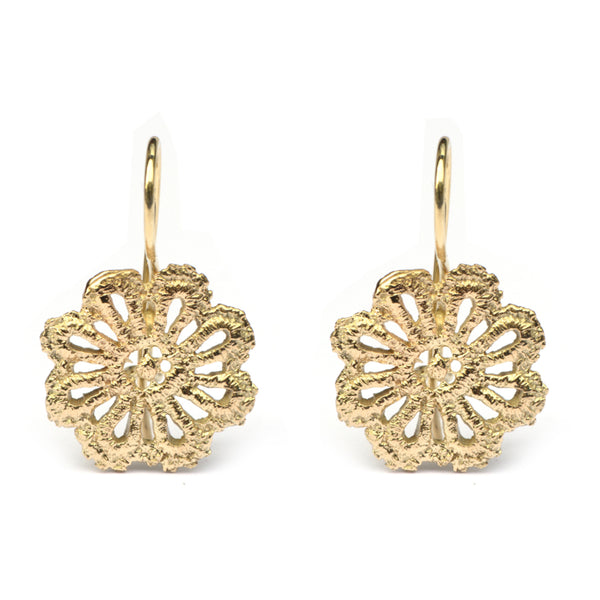 Oorhangers gouden kanten bloemen