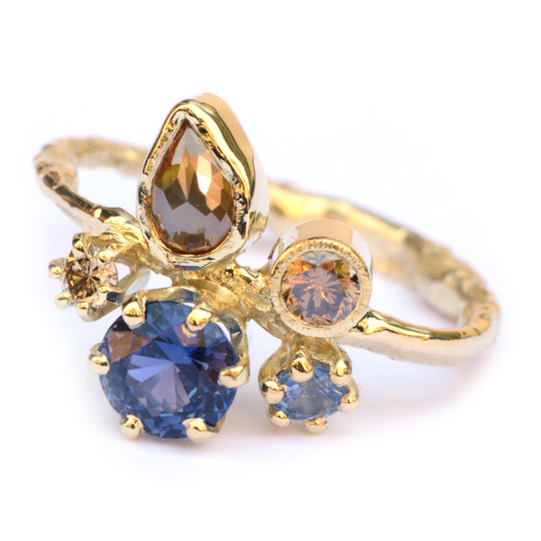 Verlovingsring met saffier en bruine diamant