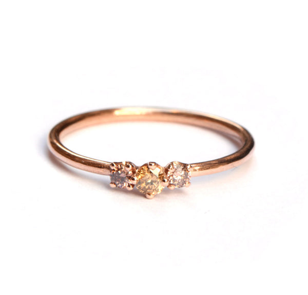 Roodgouden ring met cinnamon diamantjes