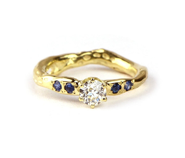 Verlovingsring met diamant en saffier