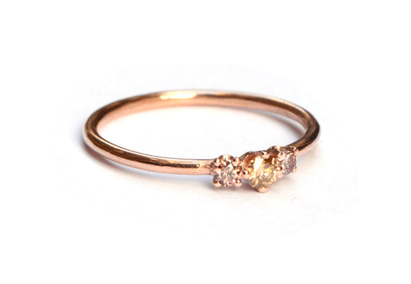 Roodgouden ring met cinnamon diamantjes