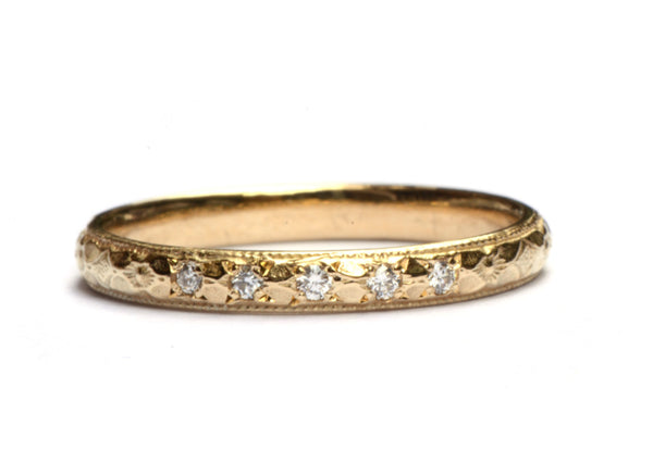 Ring art deco met 5 diamanten