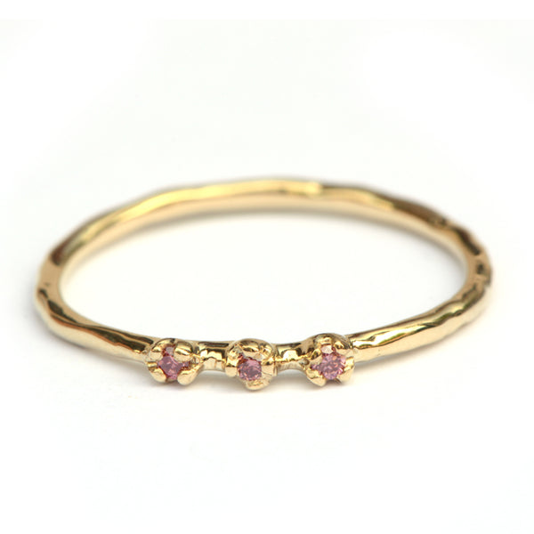 Ring Flora met framboise diamantjes