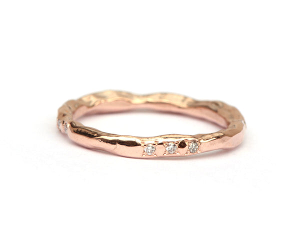 Rosegouden grillige ring met diamantjes