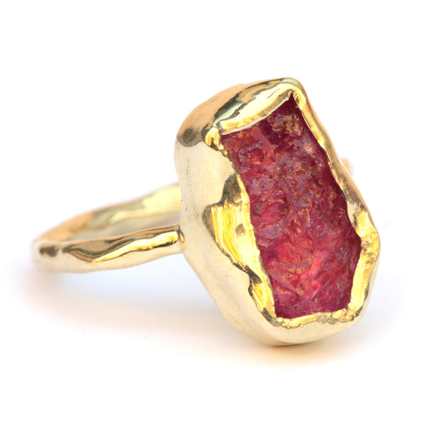 Ring met ruwe toermalijn