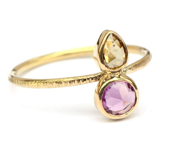 Ring met antieke roosdiamant en robijn