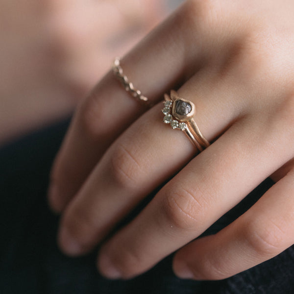 Stackring rosegoud met diamant