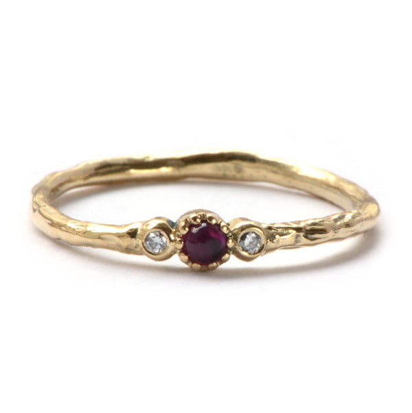 Ring Minnie met robijn en diamant