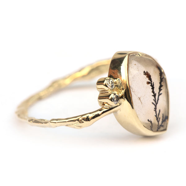 Ring met dendriet quartz