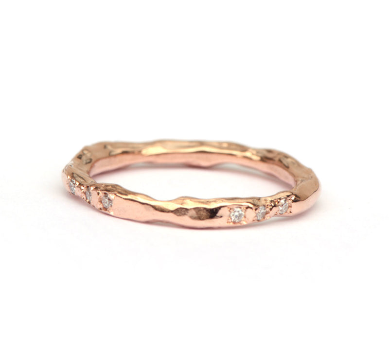 Rosegouden grillige ring met diamantjes
