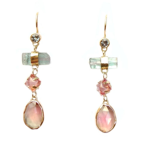 Pastelkleurige edelstenen oorhangers