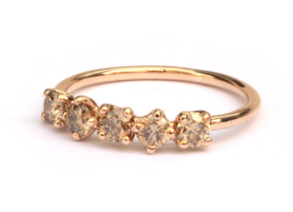 Ring met vijf natural brown diamanten