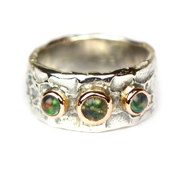 Zilveren ring met opalen in rosegoud