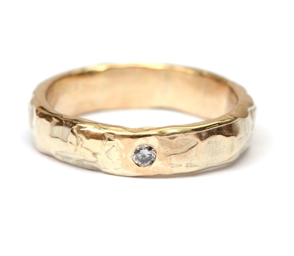 Mannentrouwring met natural grey diamant