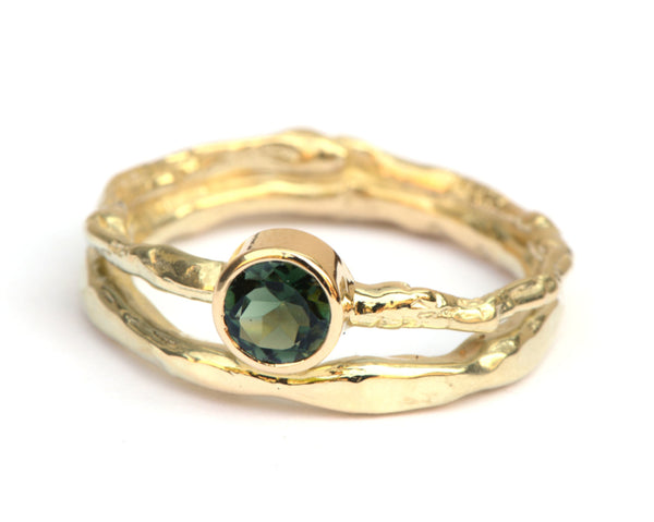 Unieke ring met groene toermalijn