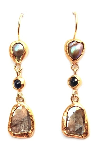 Oorhangers met Abalone parels en diamant