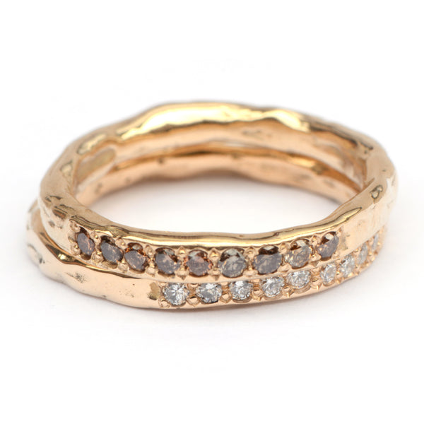 Grillige aanschuifring met 9 diamanten