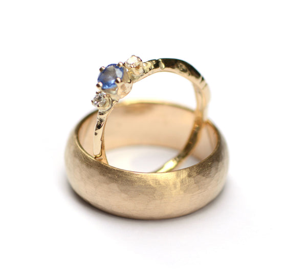 Trouwringenset met saffier en diamant