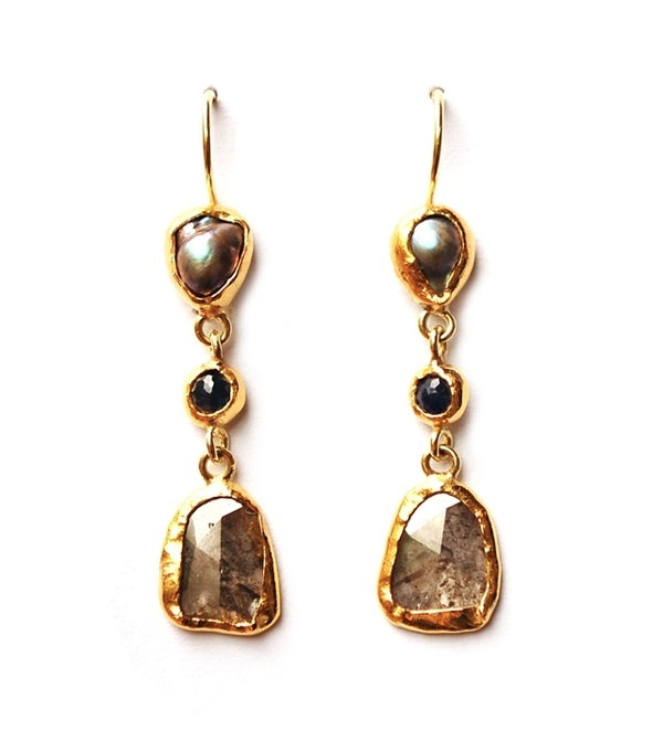 Oorhangers met Abalone parels en diamant