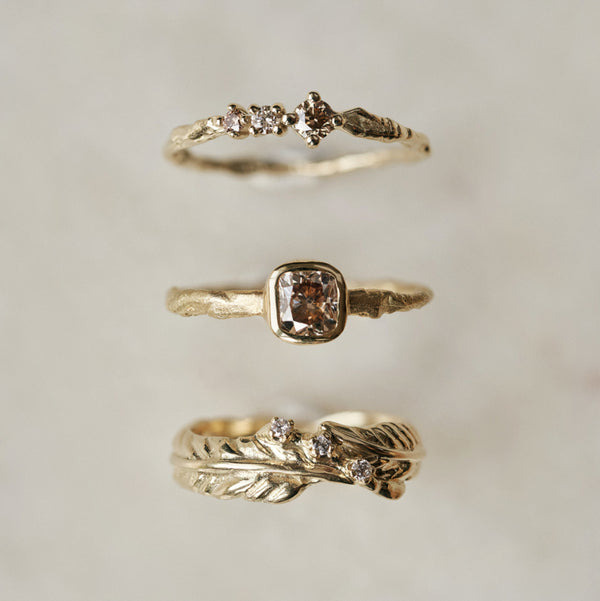 Veertjesring met diamantjes