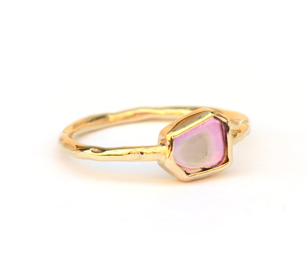 Ring met watermeloentoermalijnplakje