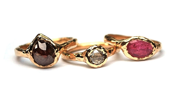 Ring met grote roodbruine diamant