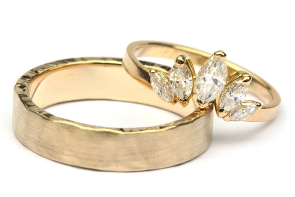Trouwringenset met marquise diamanten