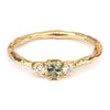 Twig ring met groene saffier en diamant