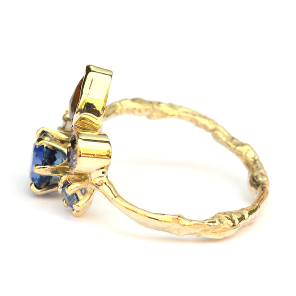 Verlovingsring met saffier en bruine diamant