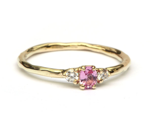 Ring met roze saffier en diamant