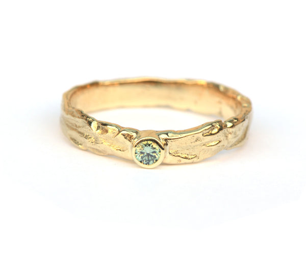 Schilderring met mintgroene diamant