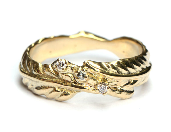Veertjesring met diamantjes