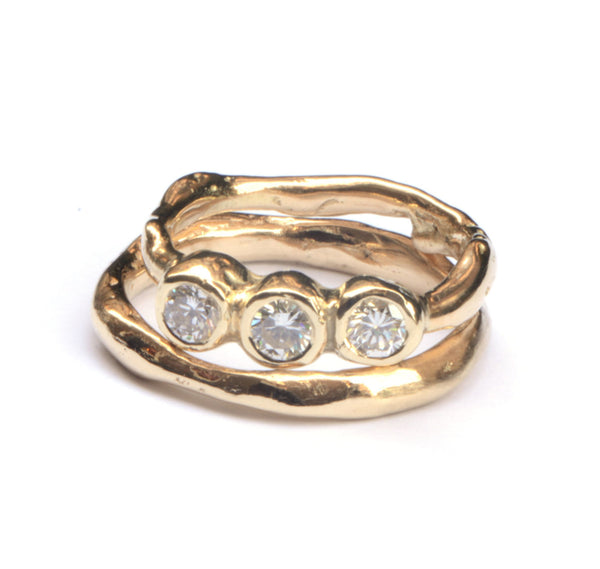 Trouwringenset van gerecycled goud en gerecyclede diamanten