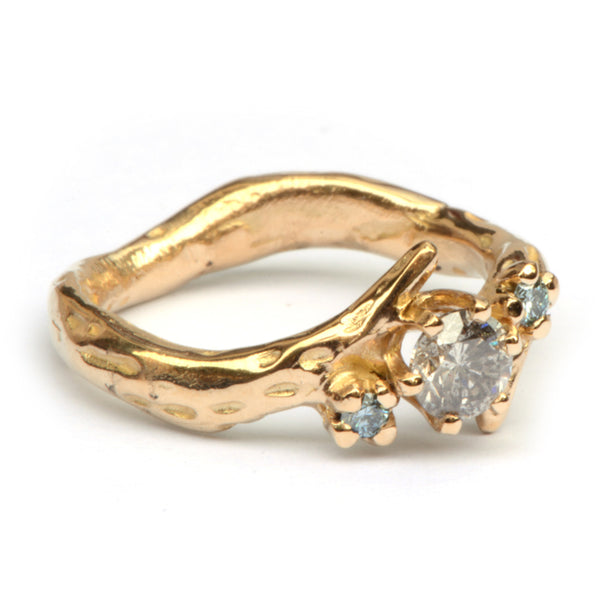 Ring Vicky met grijze en blauwe diamanten