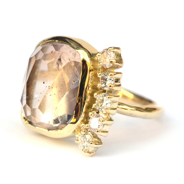 Ring met imperial topaas en diamanten