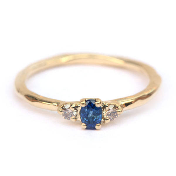 Ring met saffier en bruine diamant