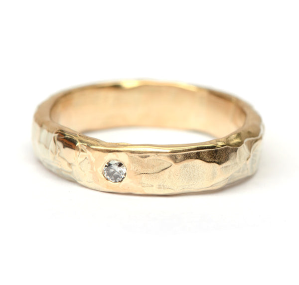 Mannentrouwring met natural grey diamant