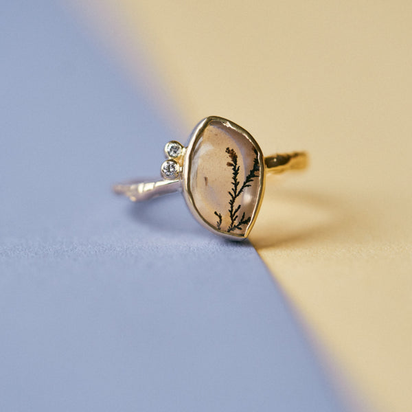Ring met dendriet quartz