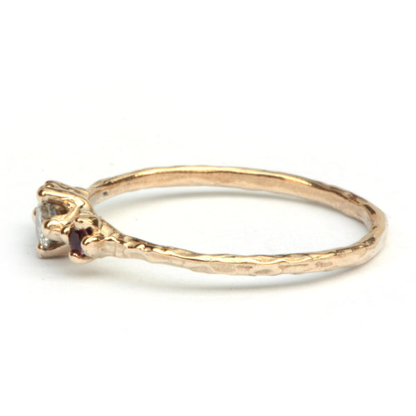 Ring Nico met diamant en rode saffier