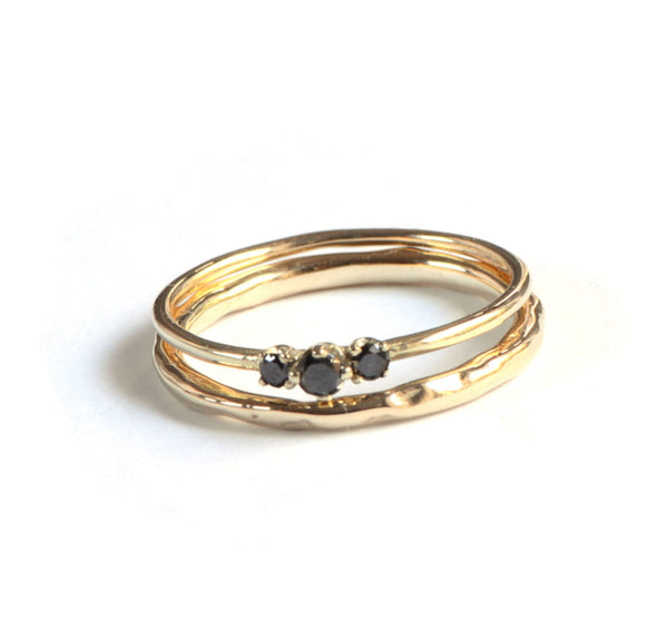 Ringenset met zwarte diamant
