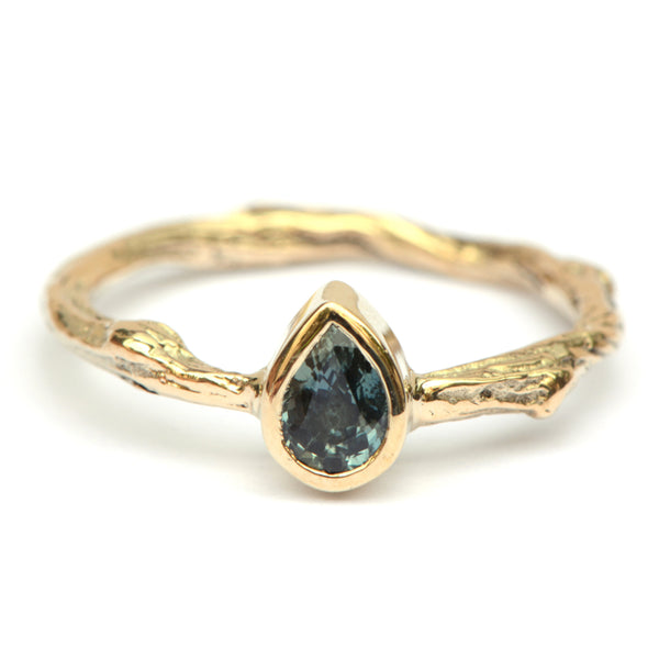 Twig ring met groene toermalijn